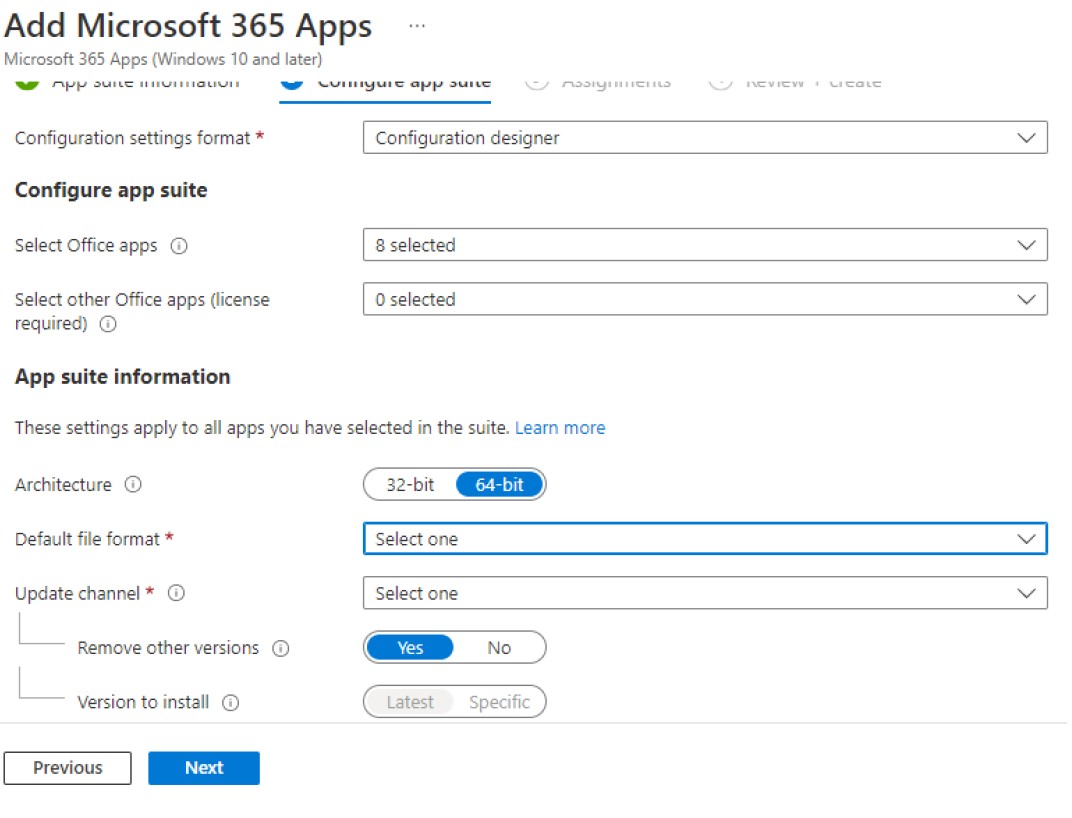 assignment type available for enrolled devices